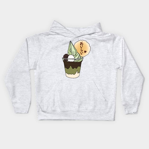 Matcha Soft Icecream Kids Hoodie by PeachPantone